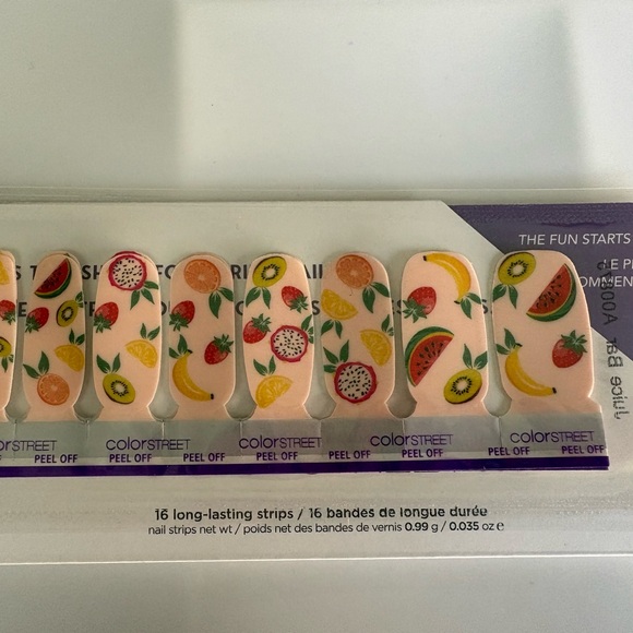 Color Street Other - Color Street Fruit Pattern Press-On Nails in Pink, Yellow, Red, Green